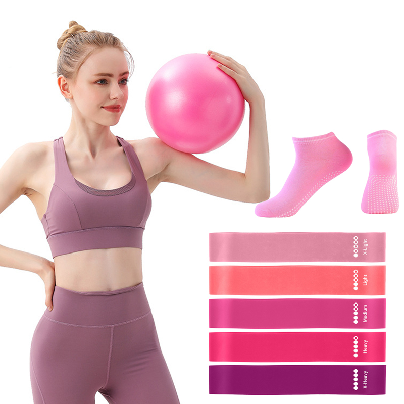 Pilates Yoga Ball Workout - Pilates Bal Weerstandsbanden Grip Sokken Sets,